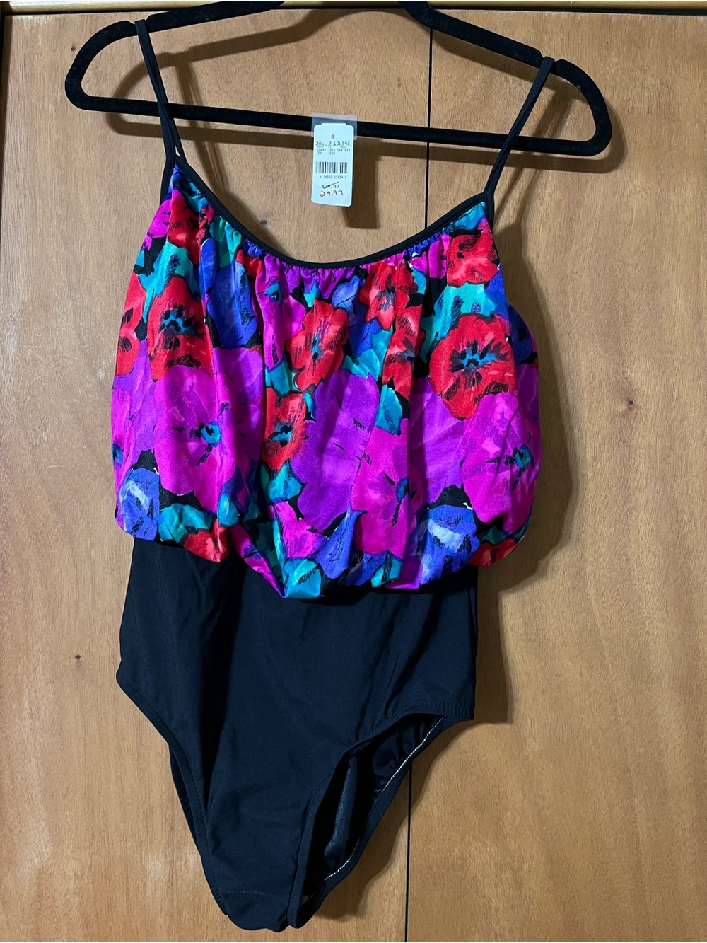 Sirena One-Piece Swimsuit with Vibrant Floral Bust 12 NWOT